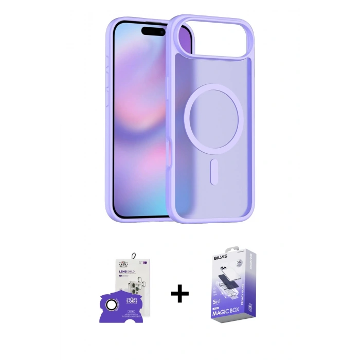 MARSİLYAN™- iPhone 17 Air Kılıf Siluet Minimal Prime - Siyah Bilvis 5in1 5D Magic Hayalet Cam Ekran Koruyucu + Bilvis Titan Kamera Lens - GD