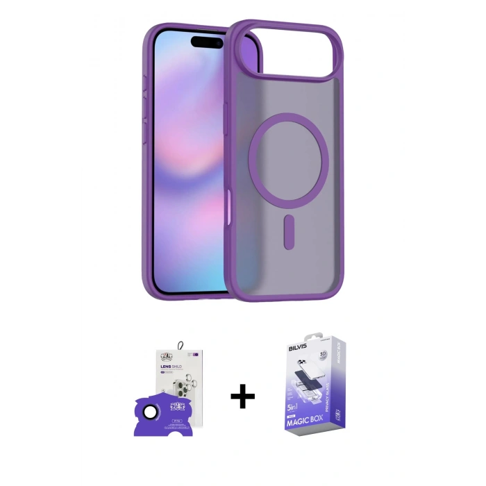MARSİLYAN™- iPhone 17 Air Kılıf Siluet Minimal Prime - Siyah Bilvis 5in1 5D Magic Hayalet Cam Ekran Koruyucu + Bilvis Titan Kamera Lens - LT