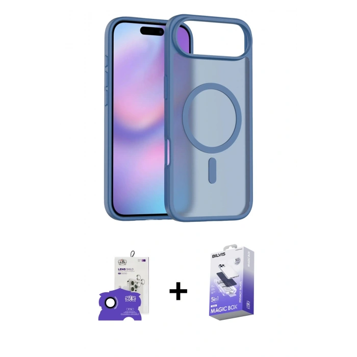MARSİLYAN™- iPhone 17 Air Kılıf Siluet Minimal Prime - Siyah Bilvis 5in1 5D Magic Hayalet Cam Ekran Koruyucu + Bilvis Titan Kamera Lens - LT