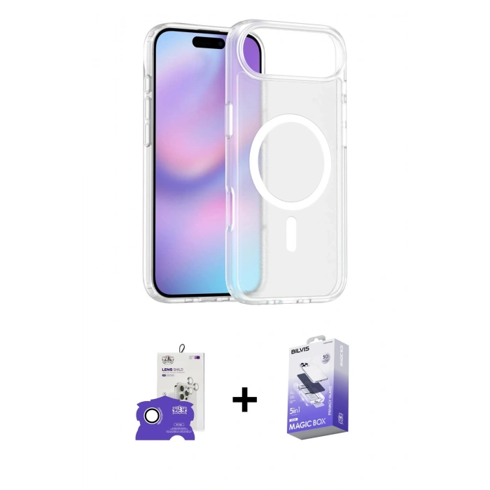 MARSİLYAN™- iPhone 17 Air Kılıf Siluet Minimal Prime - Siyah Bilvis 5in1 5D Magic Hayalet Cam Ekran Koruyucu + Bilvis Titan Kamera Lens - GS