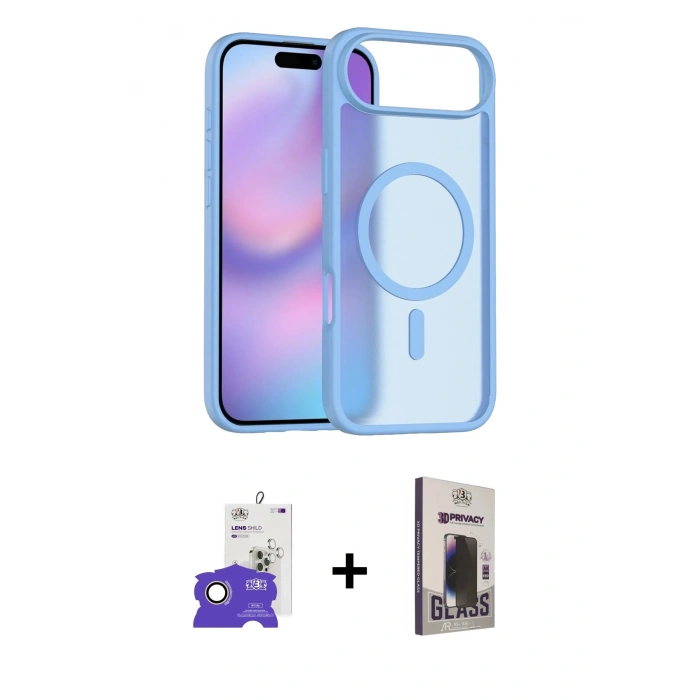 MARSİLYAN™- iPhone 17 Air Kılıf Siluet Minimal Prime - Siyah Bilvis Hayalet Cam Ekran Koruyucu + Bilvis Titan Kamera Lens - GD