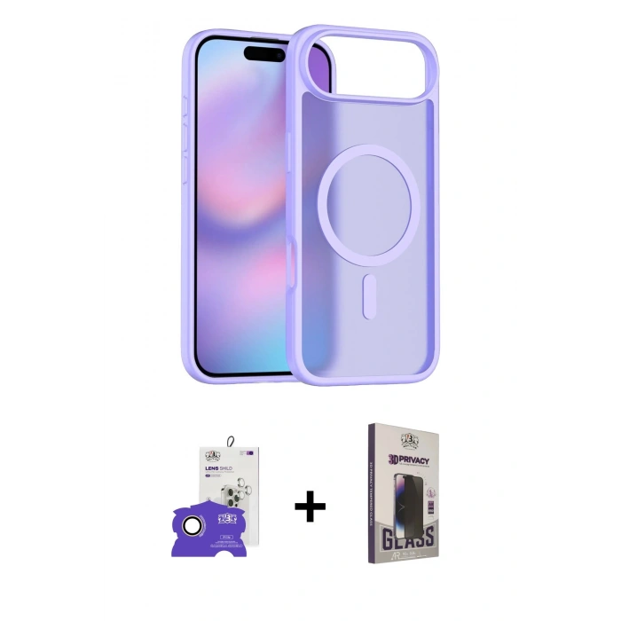 MARSİLYAN™- iPhone 17 Air Kılıf Siluet Minimal Prime - Siyah Bilvis Hayalet Cam Ekran Koruyucu + Bilvis Titan Kamera Lens - GD