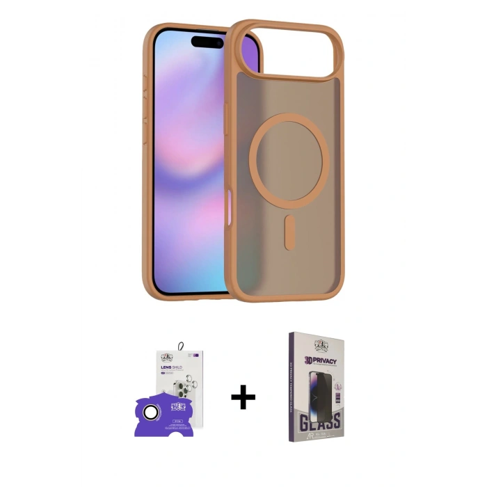 MARSİLYAN™- iPhone 17 Air Kılıf Siluet Minimal Prime - Siyah Bilvis Hayalet Cam Ekran Koruyucu + Bilvis Titan Kamera Lens - GD
