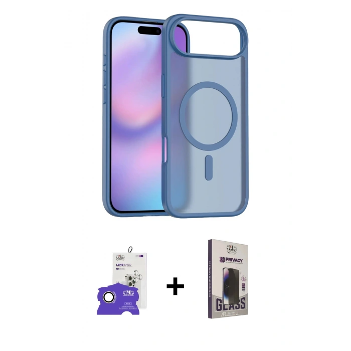 MARSİLYAN™- iPhone 17 Air Kılıf Siluet Minimal Prime - Siyah Bilvis Hayalet Cam Ekran Koruyucu + Bilvis Titan Kamera Lens - GD