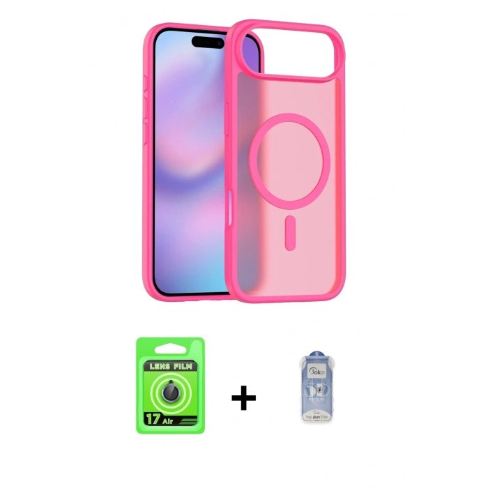 MARSİLYAN™- iPhone 17 Air Kılıf Siluet Minimal Prime - Siyah Joko Magic 5D Cam + Raze Metal Kamera Lens - MI