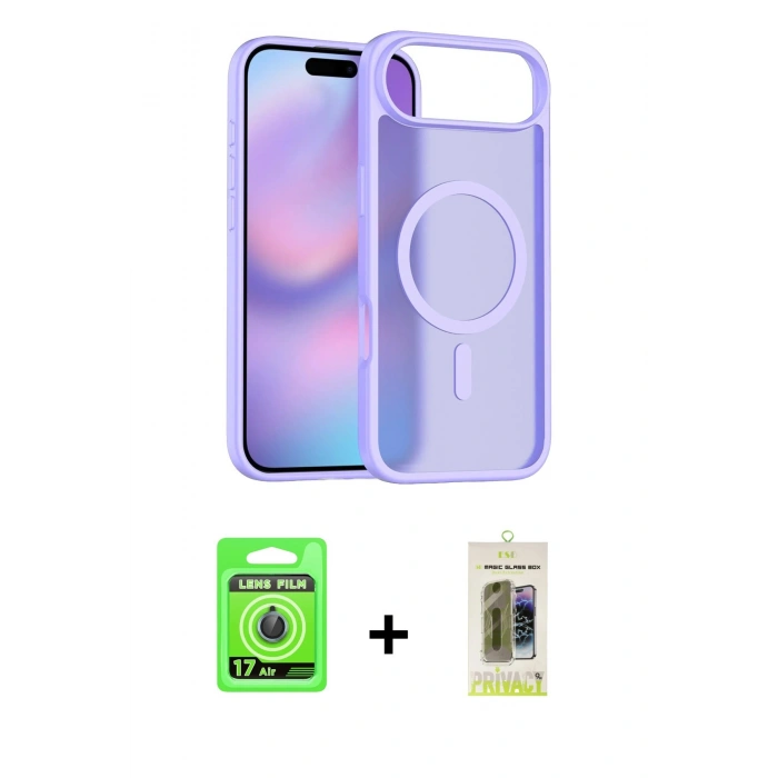 MARSİLYAN™- iPhone 17 Air Kılıf Siluet Minimal Prime - Siyah Joko Magic 5D Hayalet Cam + Raze Metal Kamera Lens - MI