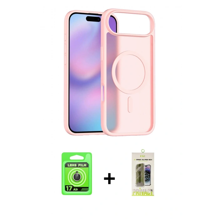 MARSİLYAN™- iPhone 17 Air Kılıf Siluet Minimal Prime - Siyah Joko Magic 5D Hayalet Cam + Raze Metal Kamera Lens - GD