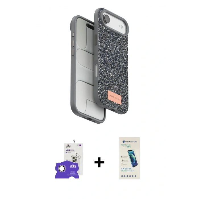 MARSİLYAN™- iPhone 17 Air Kılıf Vadi Klasik Serisi - Şeffaf Pasifik Cam Ekran Koruyucu + Bilvis Titan Kamera Lens - GD