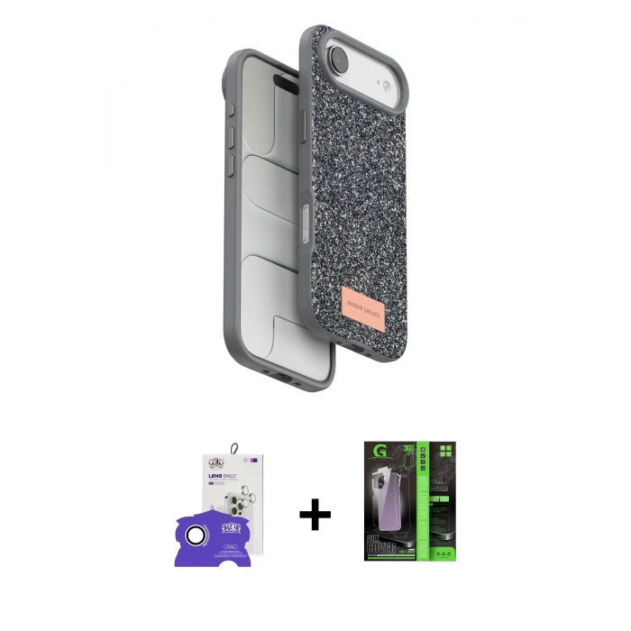 MARSİLYAN™- iPhone 17 Air Kılıf Vadi Klasik Serisi - Siyah 360 Mat Full Body Arka Koruyucu + Bilvis Titan Kamera Lens - GS