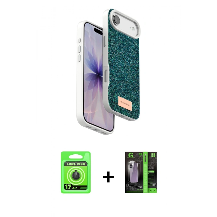 MARSİLYAN™- iPhone 17 Air Kılıf Vadi Klasik Serisi - Siyah 360 Mat Full Body Arka Koruyucu + Raze Metal Kamera Lens - SH
