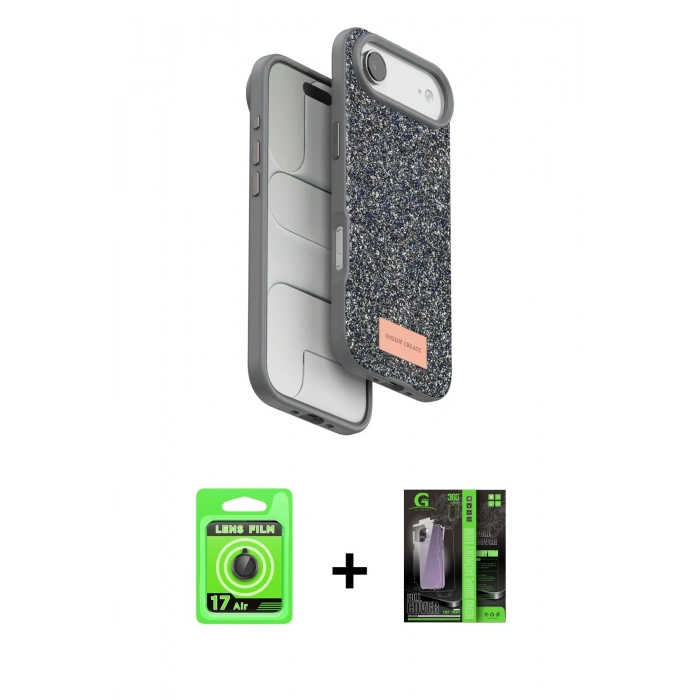 MARSİLYAN™- iPhone 17 Air Kılıf Vadi Klasik Serisi - Siyah 360 Mat Full Body Arka Koruyucu + Raze Metal Kamera Lens - SH