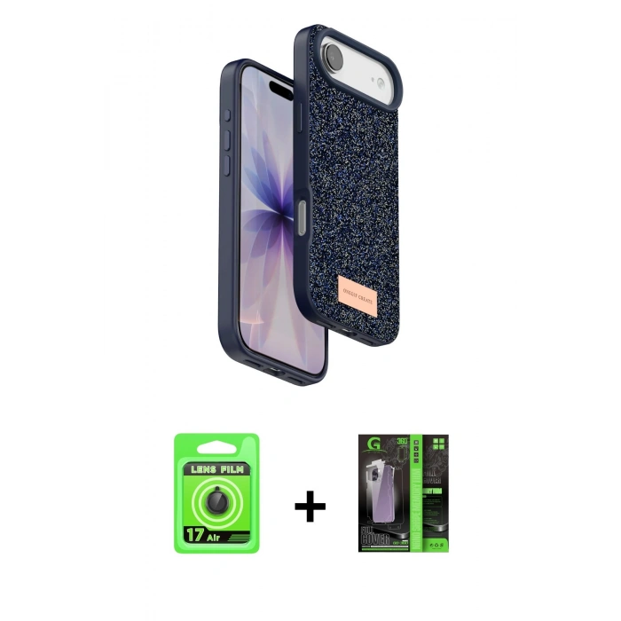 MARSİLYAN™- iPhone 17 Air Kılıf Vadi Klasik Serisi - Siyah 360 Mat Full Body Arka Koruyucu + Raze Metal Kamera Lens - SH