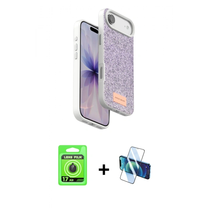 MARSİLYAN™- iPhone 17 Air Kılıf Vadi Klasik Serisi - Siyah 3D Antistatik Cam Ekran Koruyucu + Raze Metal Kamera Lens - SH
