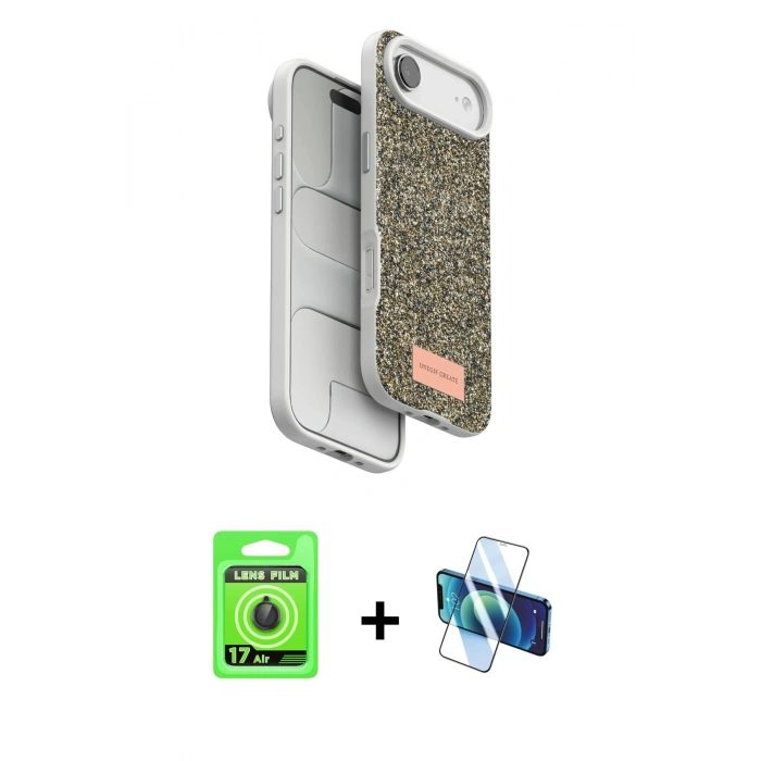 MARSİLYAN™- iPhone 17 Air Kılıf Vadi Klasik Serisi - Siyah 3D Antistatik Cam Ekran Koruyucu + Raze Metal Kamera Lens - SH