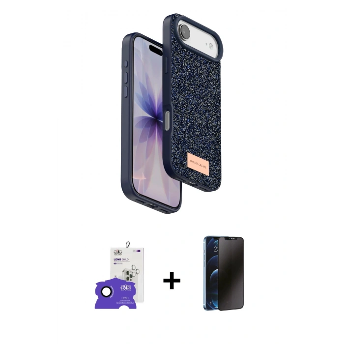 MARSİLYAN™- iPhone 17 Air Kılıf Vadi Klasik Serisi - Siyah 3D Antistatik Hayalet Cam Ekran Koruyucu + Bilvis Titan Kamera Lens - LT