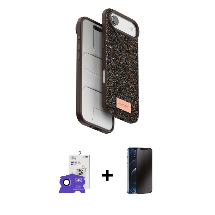 MARSİLYAN™- iPhone 17 Air Kılıf Vadi Klasik Serisi - Siyah 3D Antistatik Hayalet Cam Ekran Koruyucu + Bilvis Titan Kamera Lens - LT