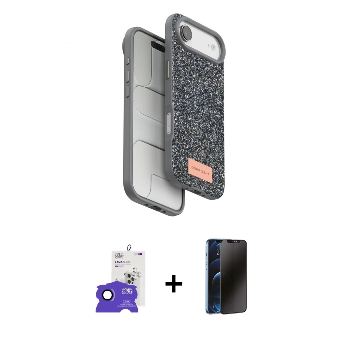 MARSİLYAN™- iPhone 17 Air Kılıf Vadi Klasik Serisi - Siyah 3D Antistatik Hayalet Cam Ekran Koruyucu + Bilvis Titan Kamera Lens - LT
