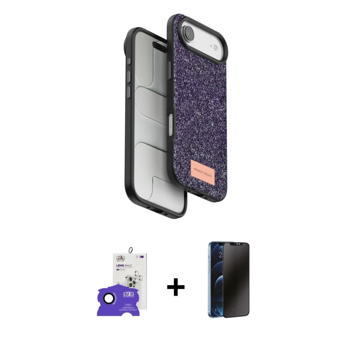 MARSİLYAN™- iPhone 17 Air Kılıf Vadi Klasik Serisi - Siyah 3D Antistatik Hayalet Cam Ekran Koruyucu + Bilvis Titan Kamera Lens - LT