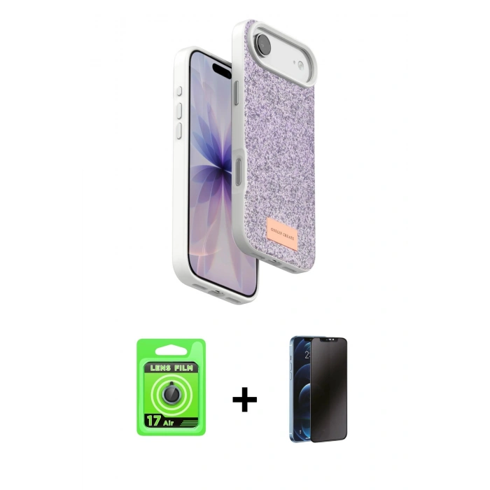 MARSİLYAN™- iPhone 17 Air Kılıf Vadi Klasik Serisi - Siyah 3D Antistatik Hayalet Cam Ekran Koruyucu + Raze Metal Kamera Lens - MI