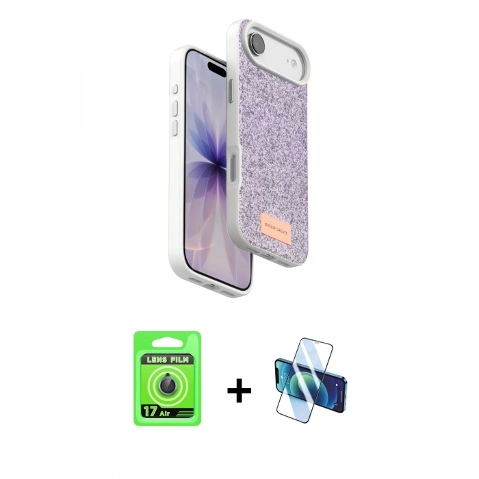 MARSİLYAN™- iPhone 17 Air Kılıf Vadi Klasik Serisi - Siyah 3D Antistatik Seramik Nano Ekran Koruyucu + Raze Metal Kamera Lens - MI