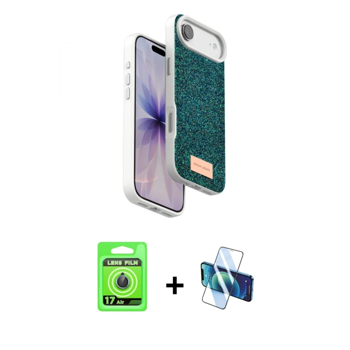 MARSİLYAN™- iPhone 17 Air Kılıf Vadi Klasik Serisi - Siyah 3D Antistatik Seramik Nano Ekran Koruyucu + Raze Metal Kamera Lens - MI