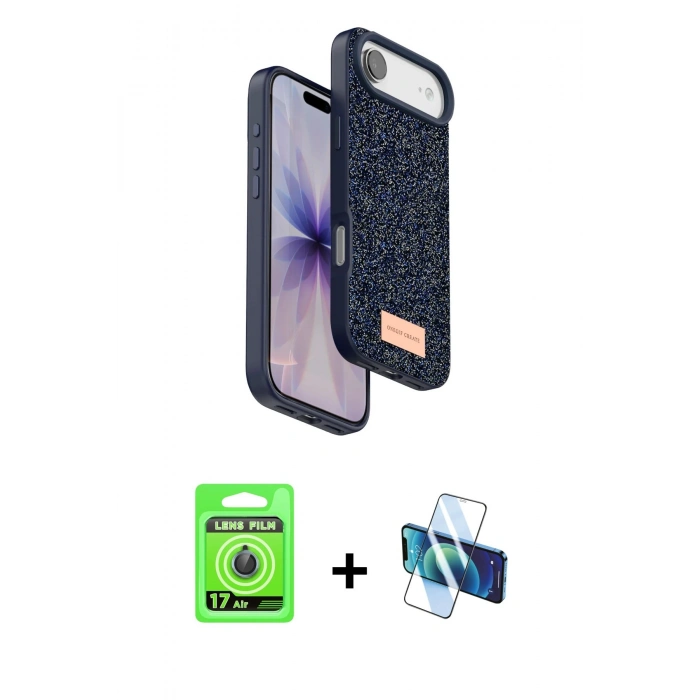 MARSİLYAN™- iPhone 17 Air Kılıf Vadi Klasik Serisi - Siyah 3D Antistatik Seramik Nano Ekran Koruyucu + Raze Metal Kamera Lens - MI