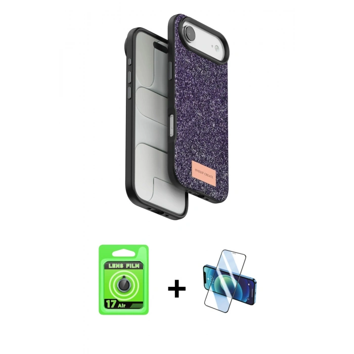 MARSİLYAN™- iPhone 17 Air Kılıf Vadi Klasik Serisi - Siyah 3D Antistatik Seramik Nano Ekran Koruyucu + Raze Metal Kamera Lens - MI