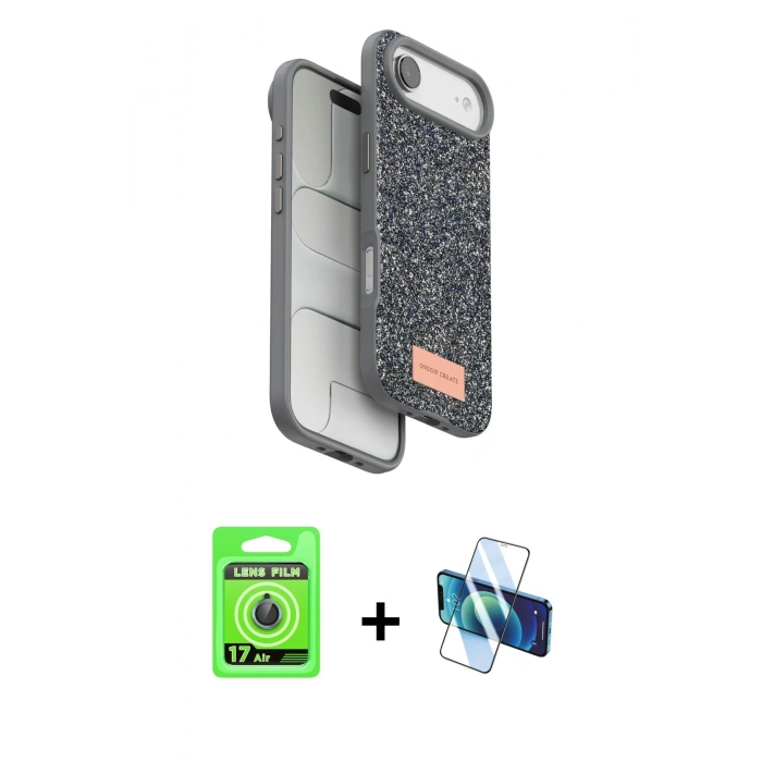 MARSİLYAN™- iPhone 17 Air Kılıf Vadi Klasik Serisi - Siyah 3D Antistatik Seramik Nano Ekran Koruyucu + Raze Metal Kamera Lens - MI