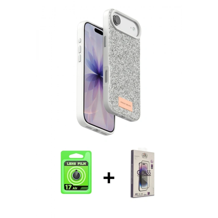 MARSİLYAN™- iPhone 17 Air Kılıf Vadi Klasik Serisi - Siyah Bilvis 3D Cam Ekran Koruyucu + Raze Metal Kamera Lens - MI