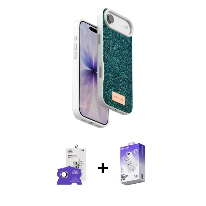 MARSİLYAN™- iPhone 17 Air Kılıf Vadi Klasik Serisi - Siyah Bilvis 5in1 3D Magic Cam Ekran Koruyucu + Bilvis Titan Kamera Lens - GD