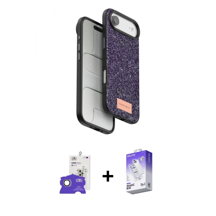 MARSİLYAN™- iPhone 17 Air Kılıf Vadi Klasik Serisi - Siyah Bilvis 5in1 3D Magic Cam Ekran Koruyucu + Bilvis Titan Kamera Lens - GD