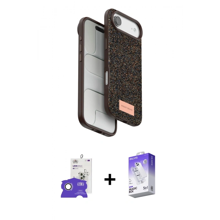 MARSİLYAN™- iPhone 17 Air Kılıf Vadi Klasik Serisi - Siyah Bilvis 5in1 3D Magic Cam Ekran Koruyucu + Bilvis Titan Kamera Lens - GS