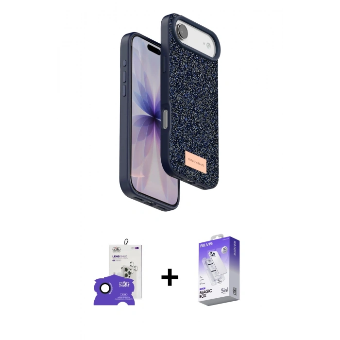MARSİLYAN™- iPhone 17 Air Kılıf Vadi Klasik Serisi - Siyah Bilvis 5in1 3D Magic Cam Ekran Koruyucu + Bilvis Titan Kamera Lens - LT