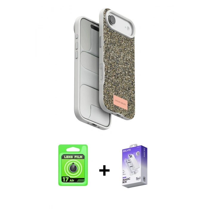 MARSİLYAN™- iPhone 17 Air Kılıf Vadi Klasik Serisi - Siyah Bilvis 5in1 3D Magic Cam Ekran Koruyucu + Raze Metal Kamera Lens - MI