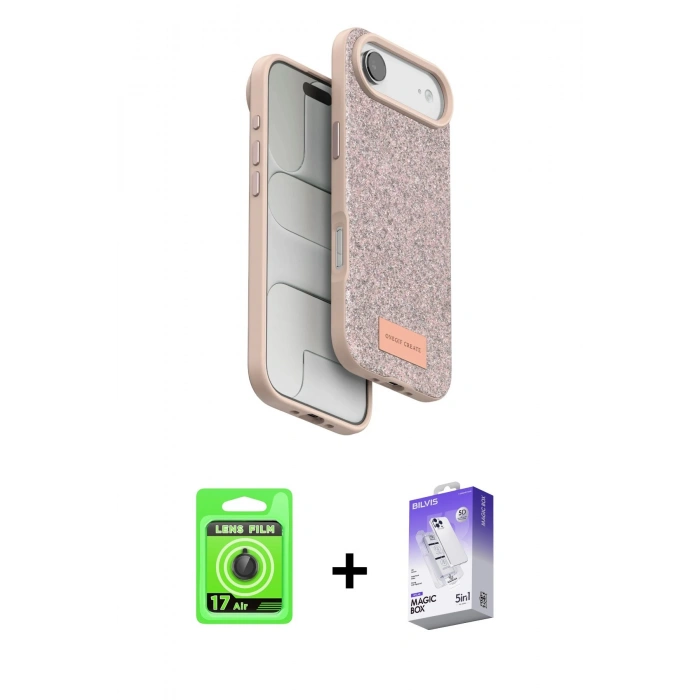 MARSİLYAN™- iPhone 17 Air Kılıf Vadi Klasik Serisi - Siyah Bilvis 5in1 3D Magic Cam Ekran Koruyucu + Raze Metal Kamera Lens - SH