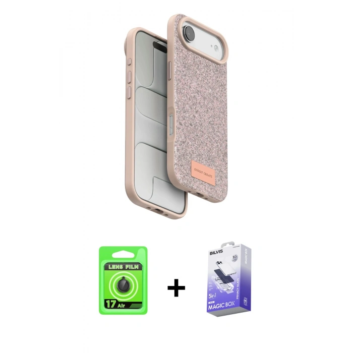 MARSİLYAN™- iPhone 17 Air Kılıf Vadi Klasik Serisi - Siyah Bilvis 5in1 5D Magic Hayalet Cam Ekran Koruyucu + Raze Metal Kamera Lens - SH