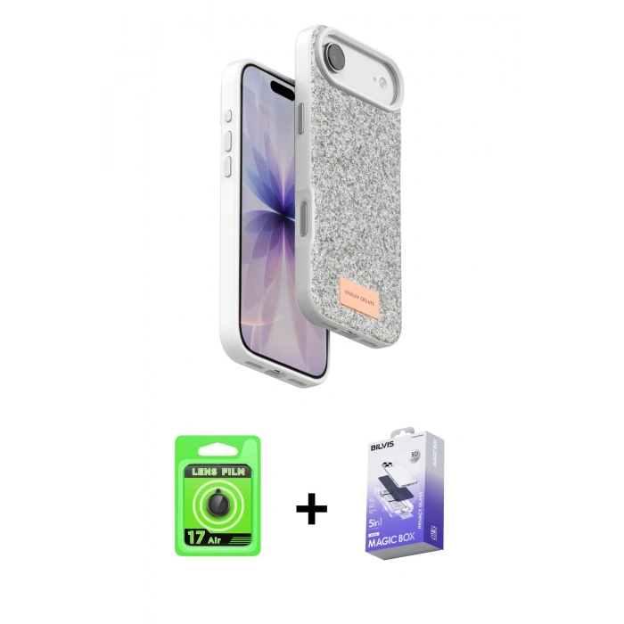 MARSİLYAN™- iPhone 17 Air Kılıf Vadi Klasik Serisi - Siyah Bilvis 5in1 5D Magic Hayalet Cam Ekran Koruyucu + Raze Metal Kamera Lens - SH