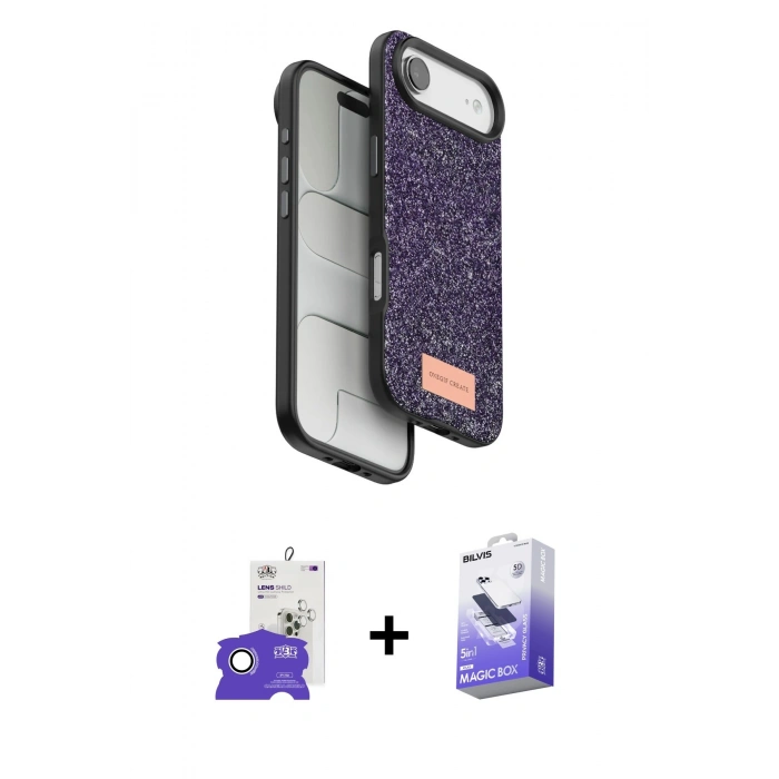 MARSİLYAN™- iPhone 17 Air Kılıf Vadi Klasik Serisi - Siyah Bilvis 5in1 5D Magic Hayalet Cam Ekran Koruyucu + Bilvis Titan Kamera Lens - GS