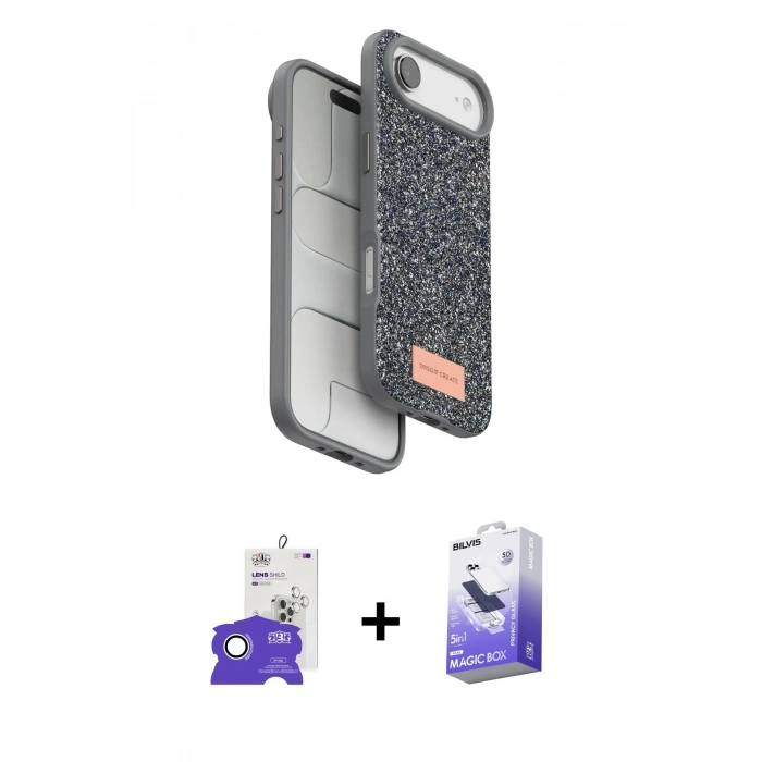 MARSİLYAN™- iPhone 17 Air Kılıf Vadi Klasik Serisi - Siyah Bilvis 5in1 5D Magic Hayalet Cam Ekran Koruyucu + Bilvis Titan Kamera Lens - GS