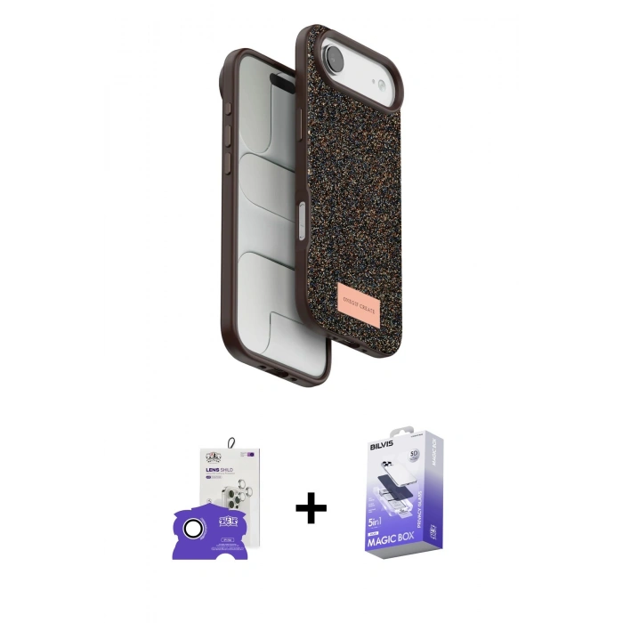 MARSİLYAN™- iPhone 17 Air Kılıf Vadi Klasik Serisi - Siyah Bilvis 5in1 5D Magic Hayalet Cam Ekran Koruyucu + Bilvis Titan Kamera Lens - GS