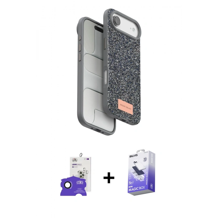 MARSİLYAN™- iPhone 17 Air Kılıf Vadi Klasik Serisi - Siyah Bilvis 5in1 5D Magic Hayalet Cam Ekran Koruyucu + Bilvis Titan Kamera Lens - SH