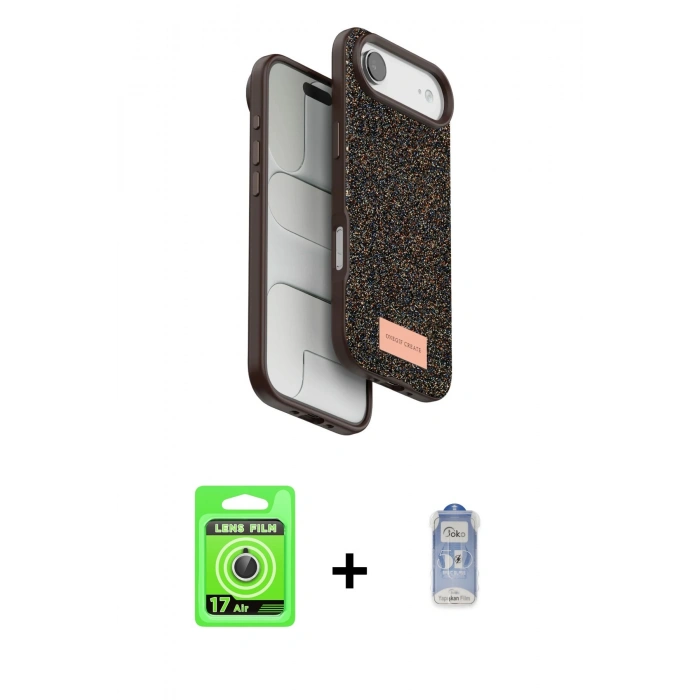 MARSİLYAN™- iPhone 17 Air Kılıf Vadi Klasik Serisi - Siyah Joko Magic 5D Cam + Raze Metal Kamera Lens - GS