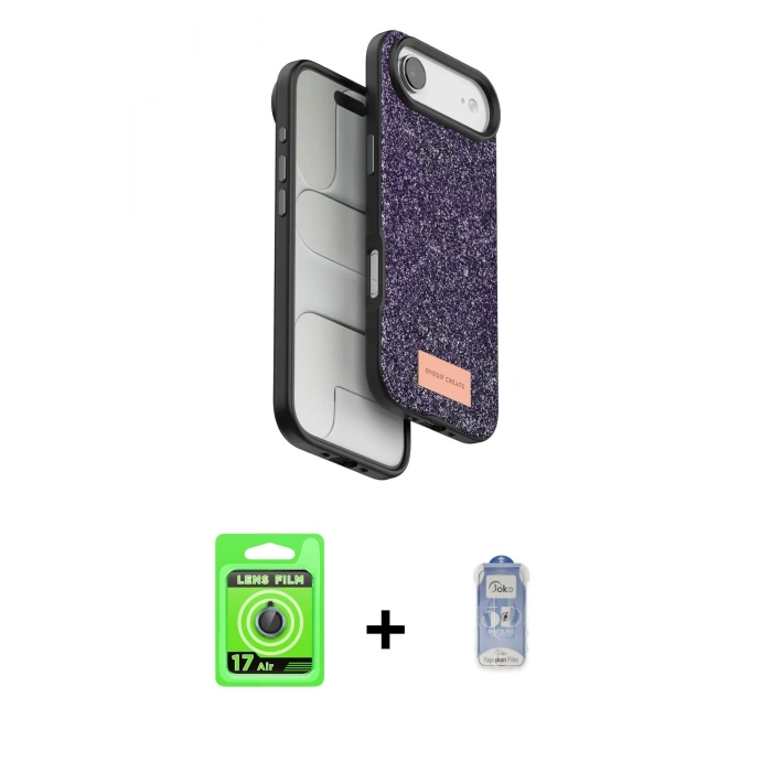 MARSİLYAN™- iPhone 17 Air Kılıf Vadi Klasik Serisi - Siyah Joko Magic 5D Cam + Raze Metal Kamera Lens - MI