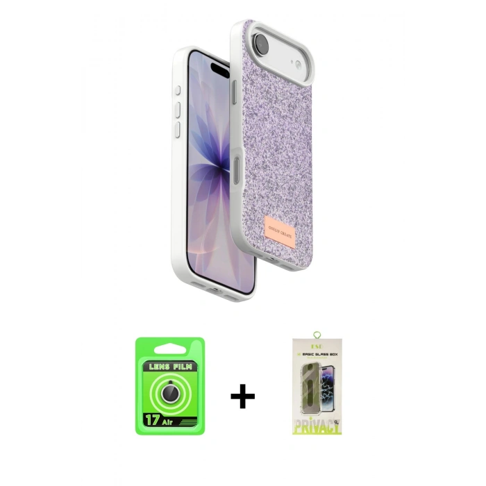 MARSİLYAN™- iPhone 17 Air Kılıf Vadi Klasik Serisi - Siyah Joko Magic 5D Hayalet Cam + Raze Metal Kamera Lens - GS