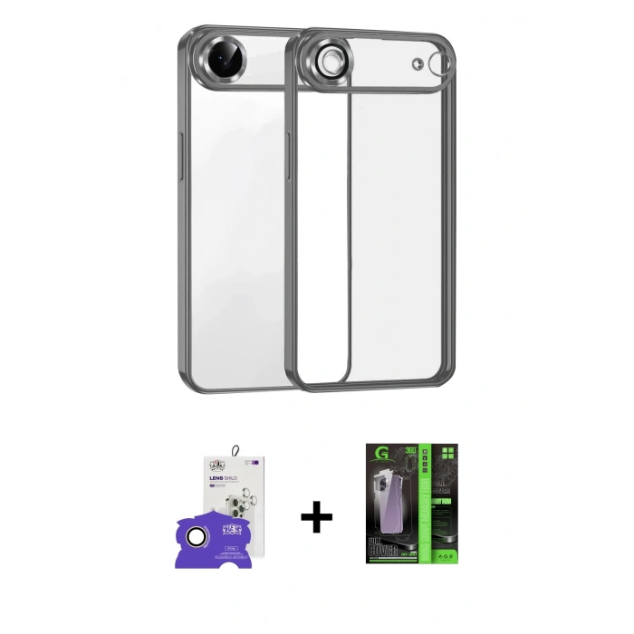MARSİLYAN™- iPhone 17 Air Kılıf Vadi Minimal - Şeffaf 360 Full Body Arka Koruyucu + Bilvis Titan Kamera Lens - GD