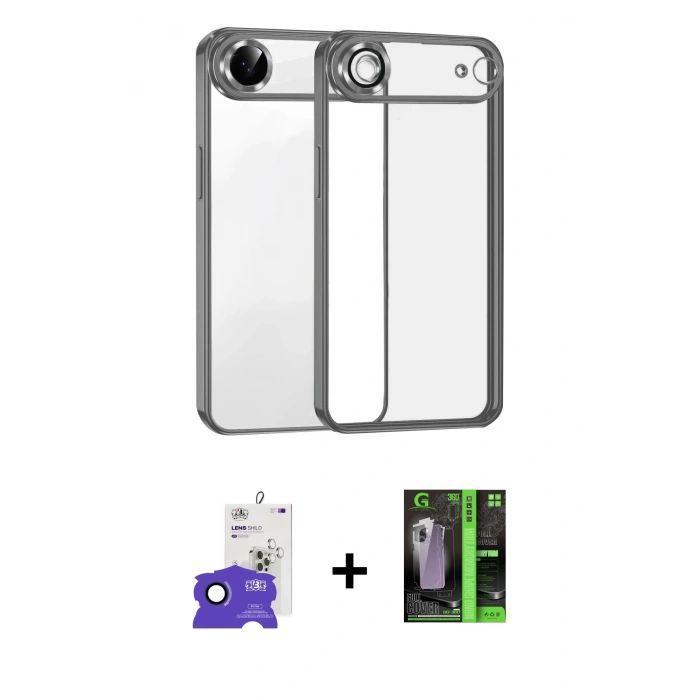MARSİLYAN™- iPhone 17 Air Kılıf Vadi Minimal - Şeffaf 360 Full Body Arka Koruyucu + Bilvis Titan Kamera Lens - LT