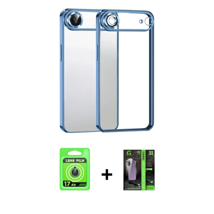 MARSİLYAN™- iPhone 17 Air Kılıf Vadi Minimal - Şeffaf 360 Full Body Arka Koruyucu + Raze Metal Kamera Lens - MI