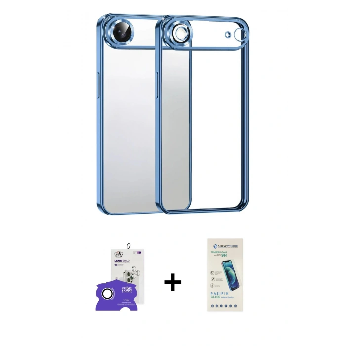MARSİLYAN™- iPhone 17 Air Kılıf Vadi Minimal - Şeffaf Pasifik Cam Ekran Koruyucu + Bilvis Titan Kamera Lens - GS