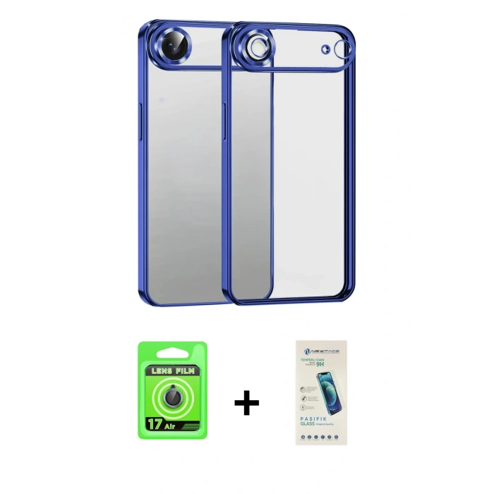 MARSİLYAN™- iPhone 17 Air Kılıf Vadi Minimal - Şeffaf Pasifik Cam Ekran Koruyucu + Raze Metal Kamera Lens - MI