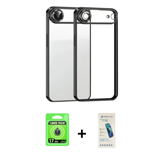 MARSİLYAN™- iPhone 17 Air Kılıf Vadi Minimal - Şeffaf Pasifik Cam Ekran Koruyucu + Raze Metal Kamera Lens - MI